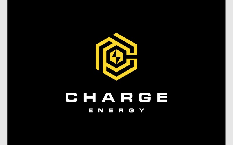 letter c electric volt hexagon logo original