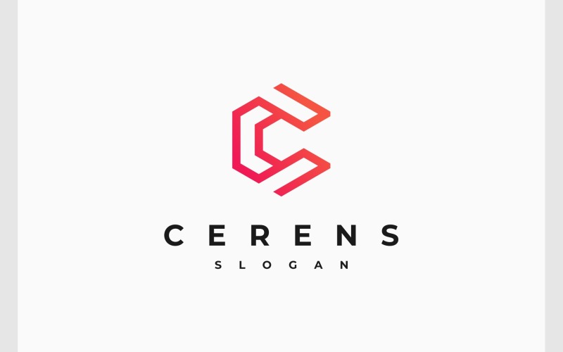 letter c hexagon geometric logo original