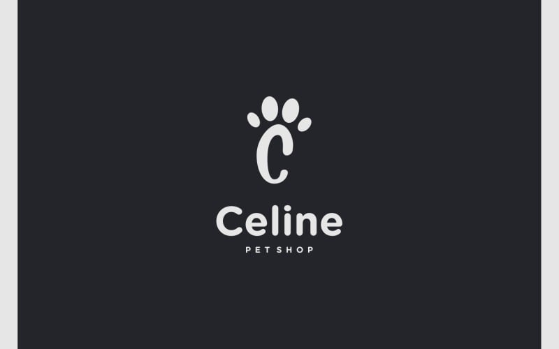 letter c pet footprint paw animal logo original