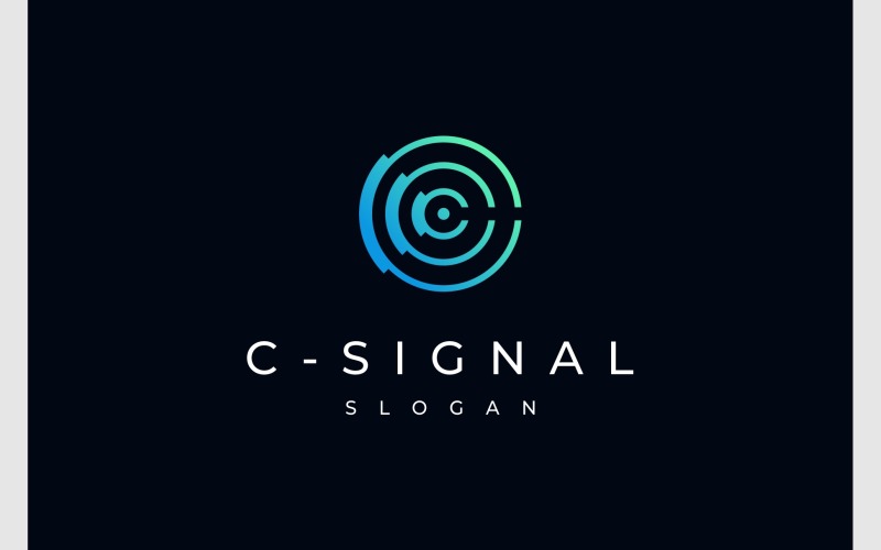 letter c signal broadcast radar logo original