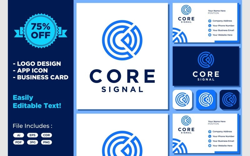 letter c signal internet technology logo original