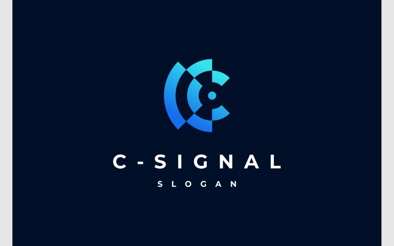 letter c signal wireless tech logo original