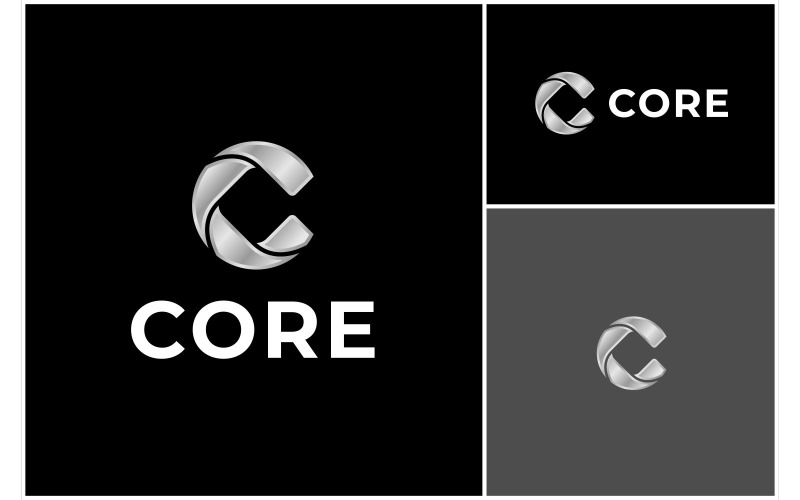 letter c silver metallic logo original