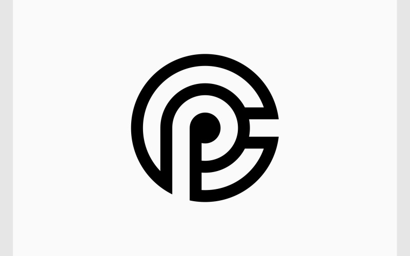 letter cp pc initials circle logo original