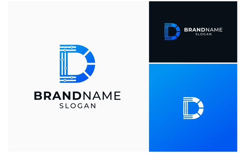 letter d circuit technology logo original