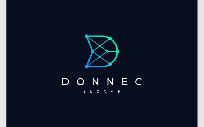 letter d connection technology futuristic logo original