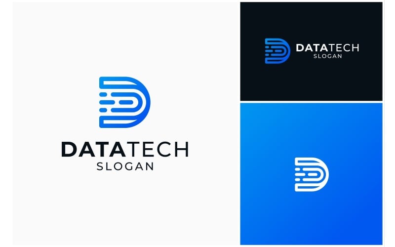letter d data tech solution logo original