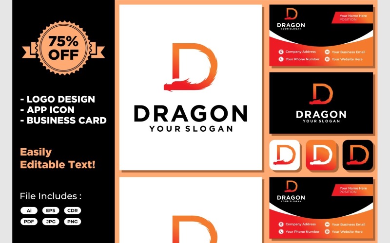 letter d dragon monster logo original