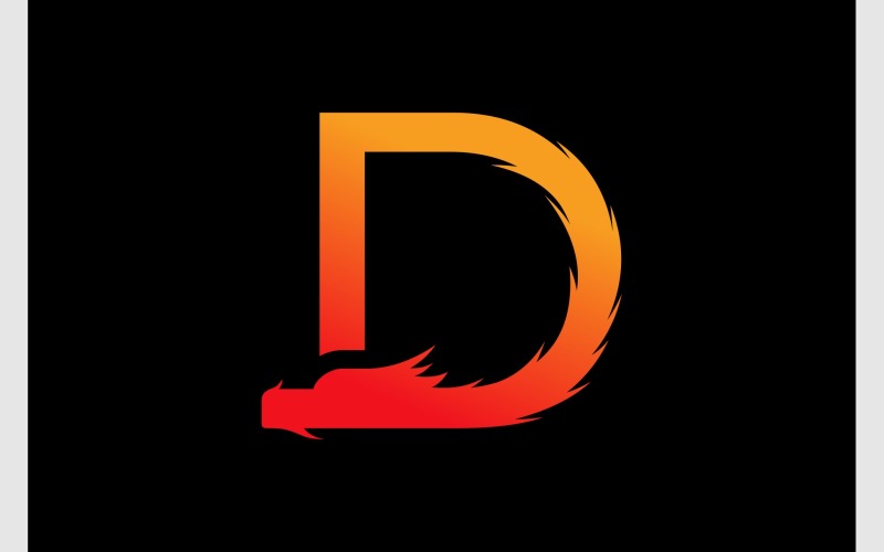 letter d red dragon head logo original