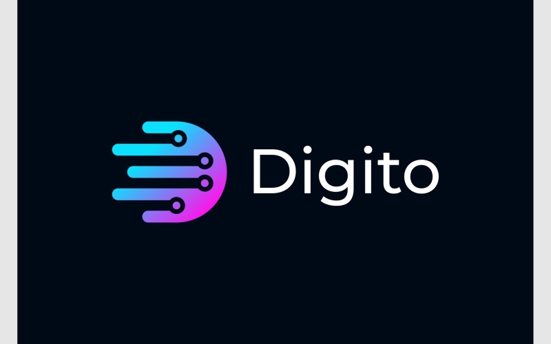 letter d tech digital logo original