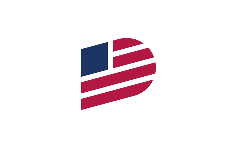letter d usa flag logo template original
