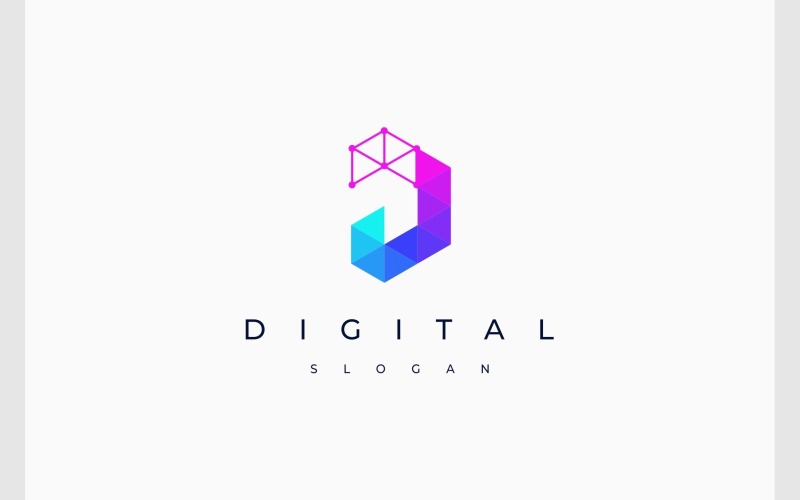 letter dj jd modern geometric colorful technology logo original