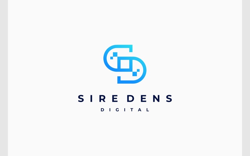 letter ds sd digital tech logo original