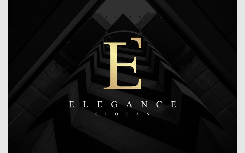 letter e gold arrow up logo original