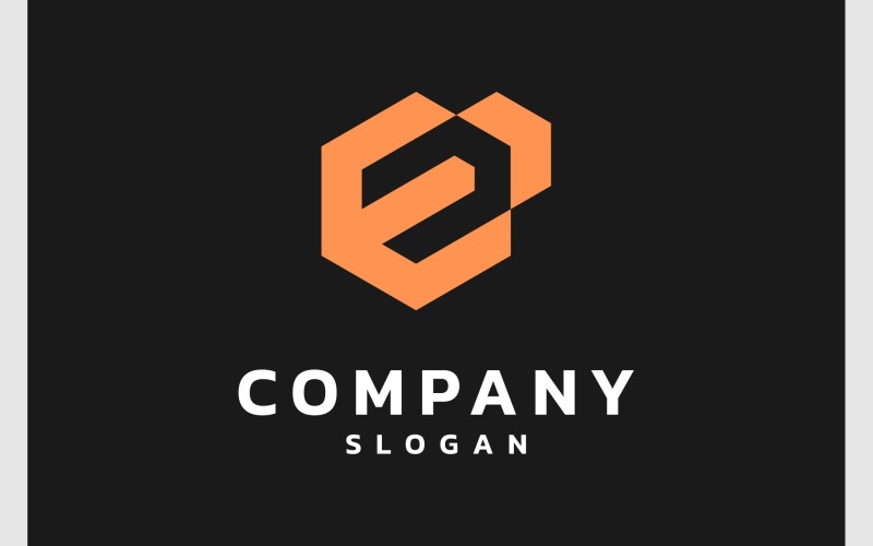 letter e hexagon arrow delivery logo original