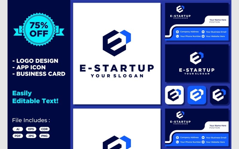letter e hexagon arrow logo original