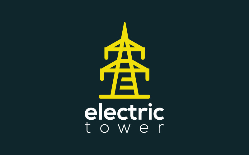 letter e high voltage electric transmission tower logo design original