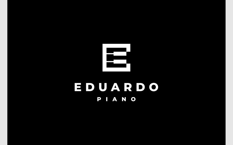 letter e piano musical simple logo original