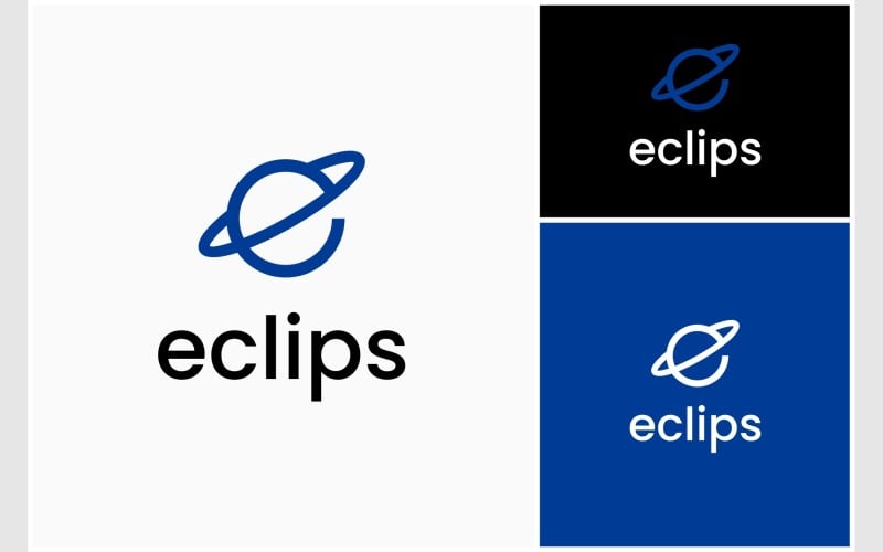 letter e planet ring orbit logo original
