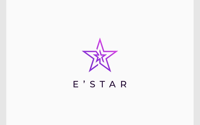 letter e star shape simple logo original