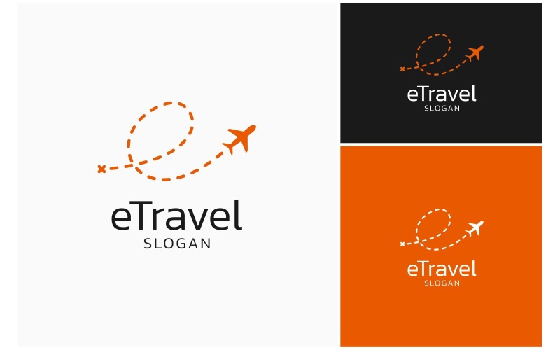 letter e travel plane trip logo original