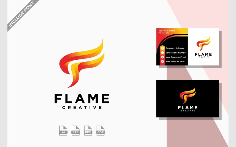 letter f colorful flame fire burn logo original