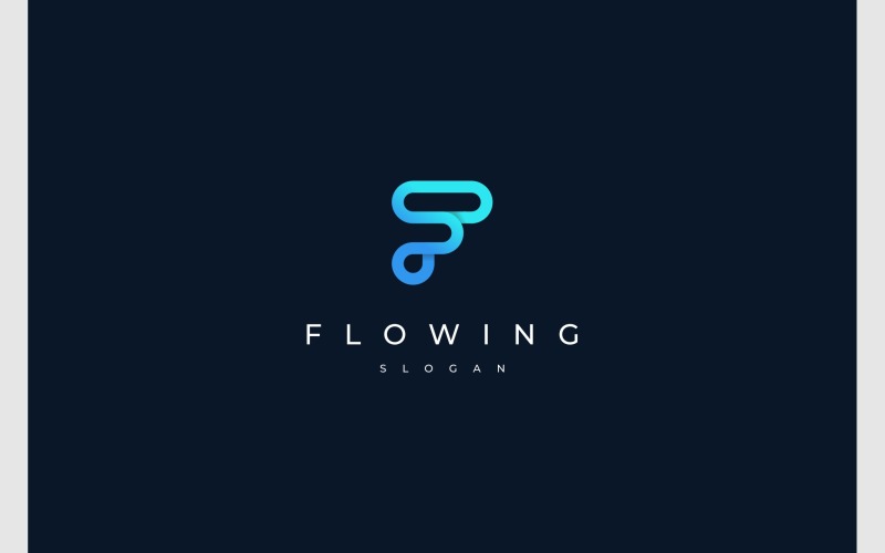 letter f fluid flow modern colorful logo original