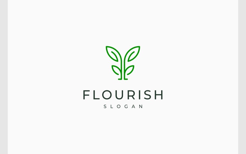 letter f or ff mirror plant leaf logo original