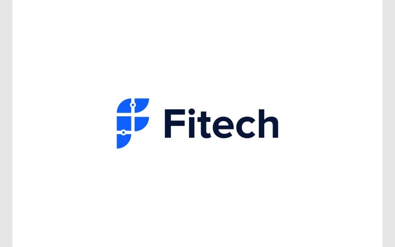 letter f technology digital modern logo original