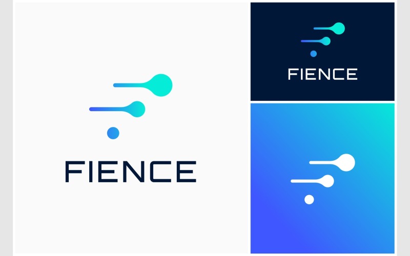 letter f technology molecule science logo original