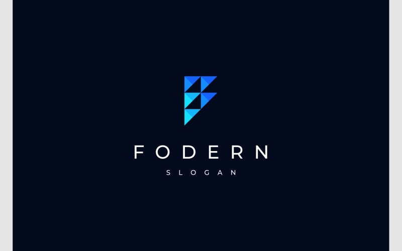letter f triangle pixel modern logo original