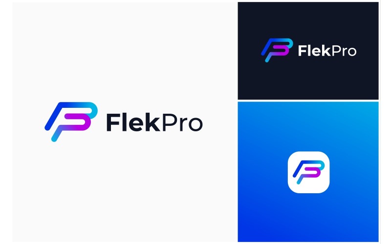 letter fp colorful gradient logo original