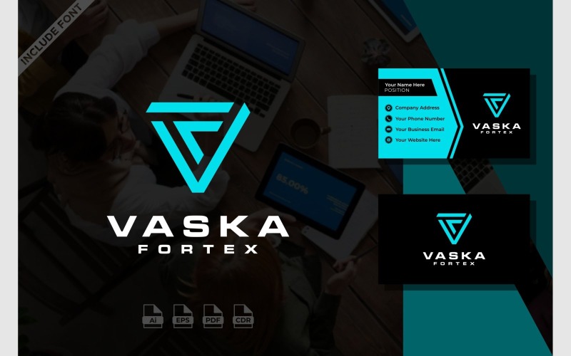 letter fv vf triangle geometric logo original