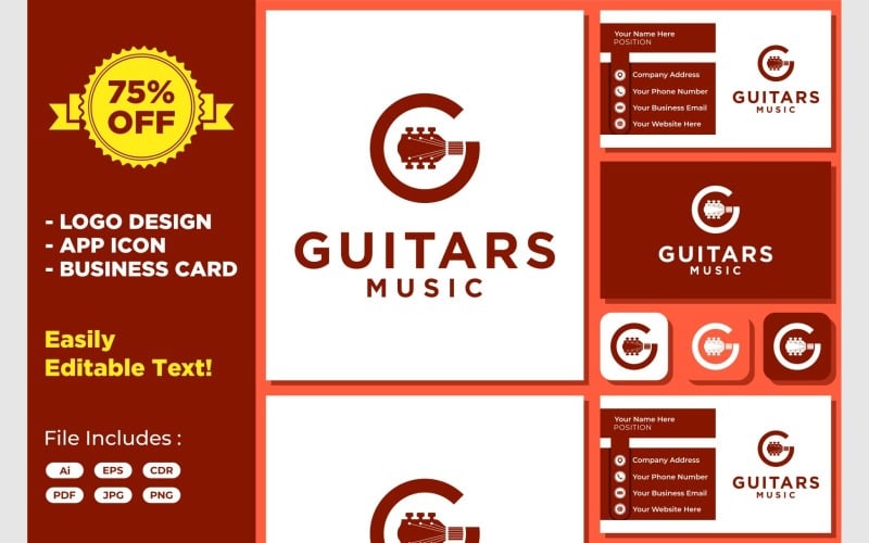 letter g guitar music logo original