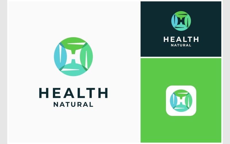 letter h circle leaf health logo original