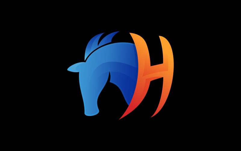 letter h horse colorful logo template original
