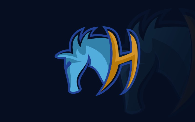 letter h horse logo template original