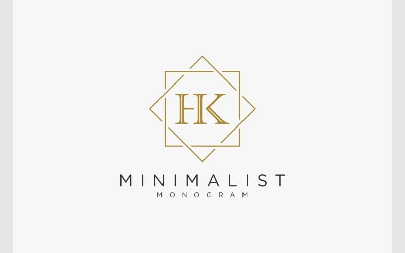 letter h k initials gold luxury logo original