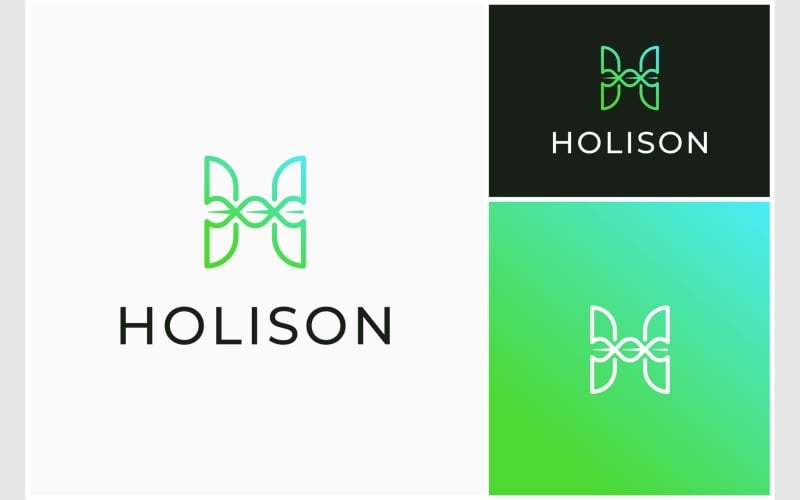 letter h leaf minimalist logo original