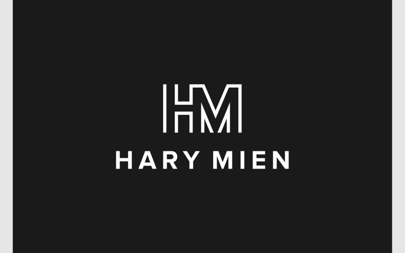 letter h m initials simple logo original