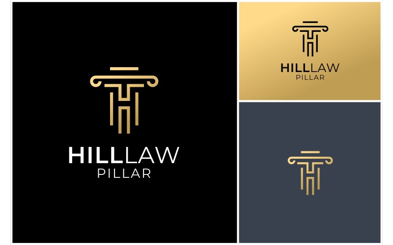 letter h pillar gold logo original