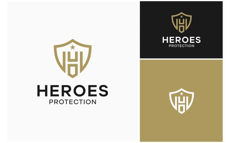 letter h shield protection logo original