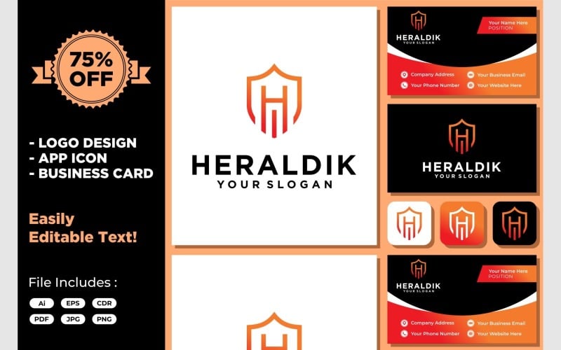letter h shield security logo original