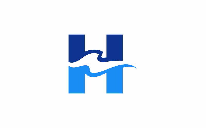 letter h wave logo template original