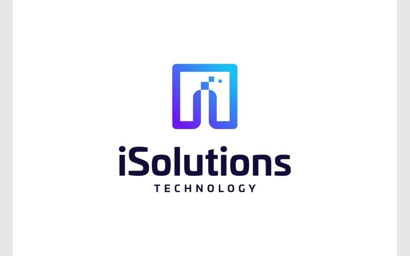 letter i solution tech digital logo original