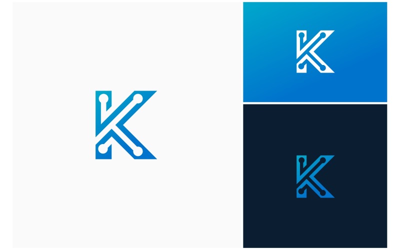 letter k circuit technology logo original