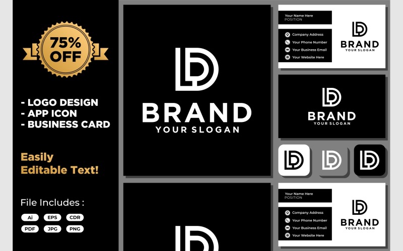 letter l d monogram simple icon logo original