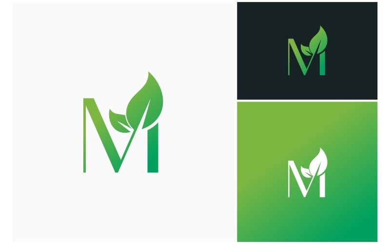 letter m leaf green fresh logo original