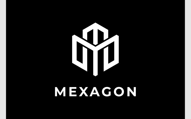 letter m or mm hexagon logo original