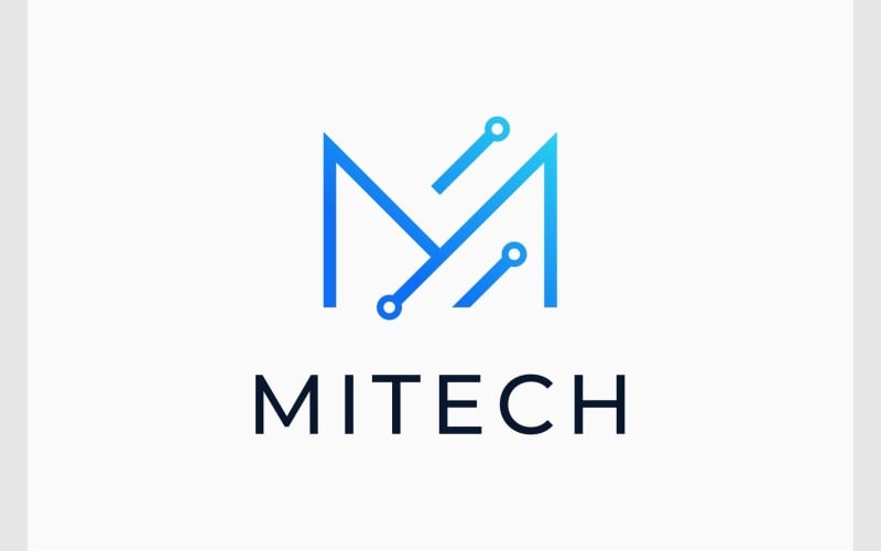 letter m tech circuit digital logo original